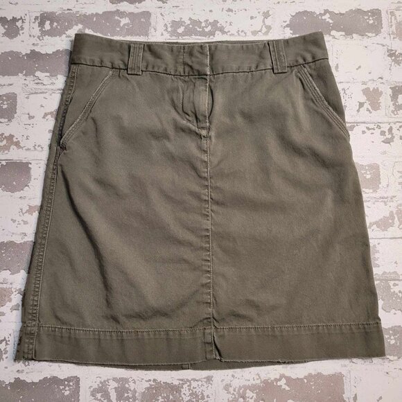 J. Crew Garment Dyed Utility Army/Olive Color Mini Skirt Size 2 - Picture 1 of 3